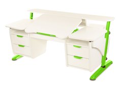 Дитячий стіл Ергономік з 2 тумбами Білий/Зелений
